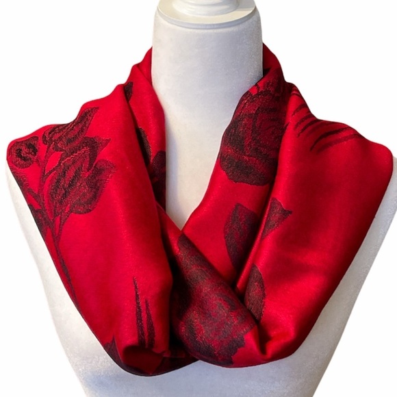Red Chili Pashmina Silk Scarf/ Shawl NEW - Picture 7 of 8